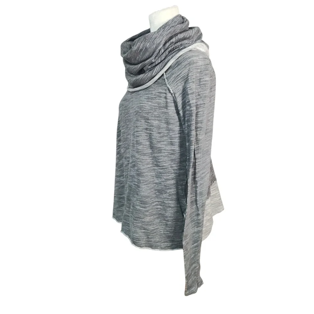 Free People Beach Cocoon Cowl Top Gray Space Dye Cozy Athlesiure Slouchy OS
